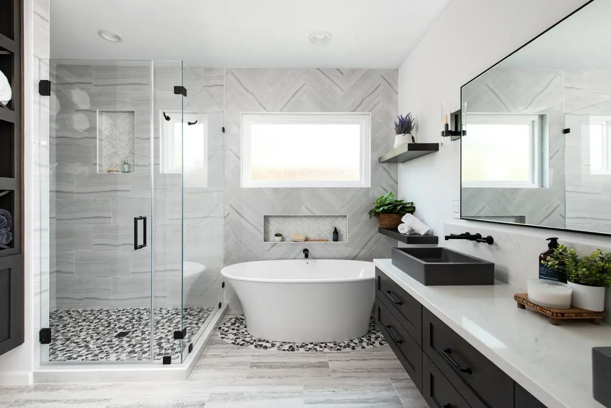 Master bathroom remodel with freestanding tub